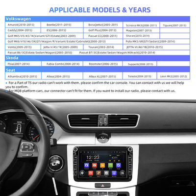 Skoda Golf Polo รถ ระบบนำทาง GPS วิทยุอัตโนมัติ 2 Din HD QLED 1280 * 720P