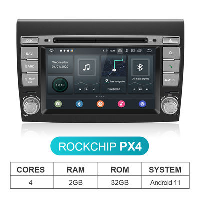Fiat Bravo Android 11 เครื่องเสียงรถยนต์ 1024 * 600P หน้าจอสัมผัสพร้อมระบบนำทาง GPS